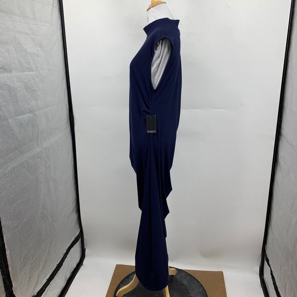 Eloquii Dress Womens 16 Nautical Ruched Ribbed Stretch Sleeveless Mock Neck Midi - Picture 4 of 14